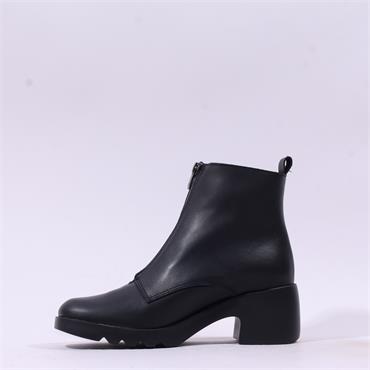 Pepe Saenz Sofia Front Zip Heel Boot - Black Leather